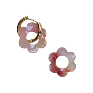 Boucles d'oreilles June - Tie & die rose orangé