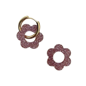 Boucles d'oreilles June - Vieux rose pailleté
