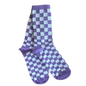 Chaussettes damier - violet et blanc