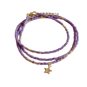 Bracelet/collier Axelle 3 tours - Violet