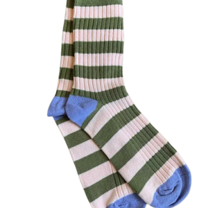 Chaussettes rayées - kaki et beige