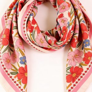 Foulard Floral rose – 50 × 50 cm